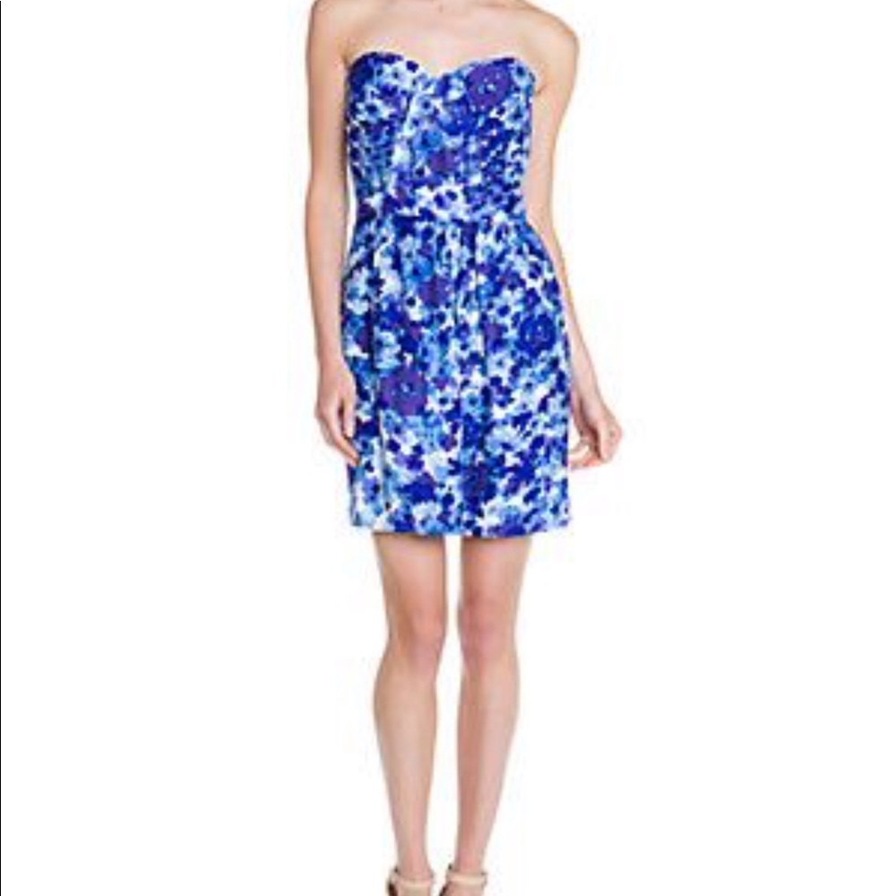 Gorgeous Shoshanna blue floral dress.